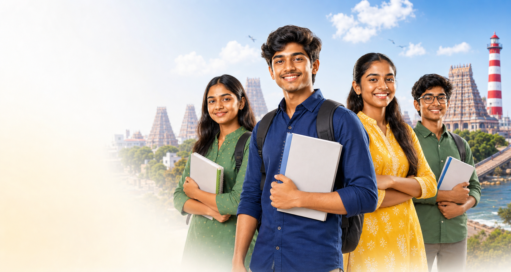 DD Academy students with Chennai landmarks